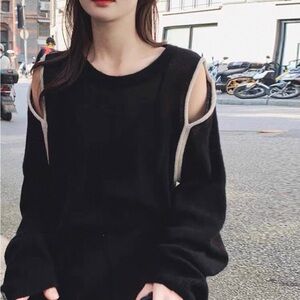 Black Cold Shoulder Sweater